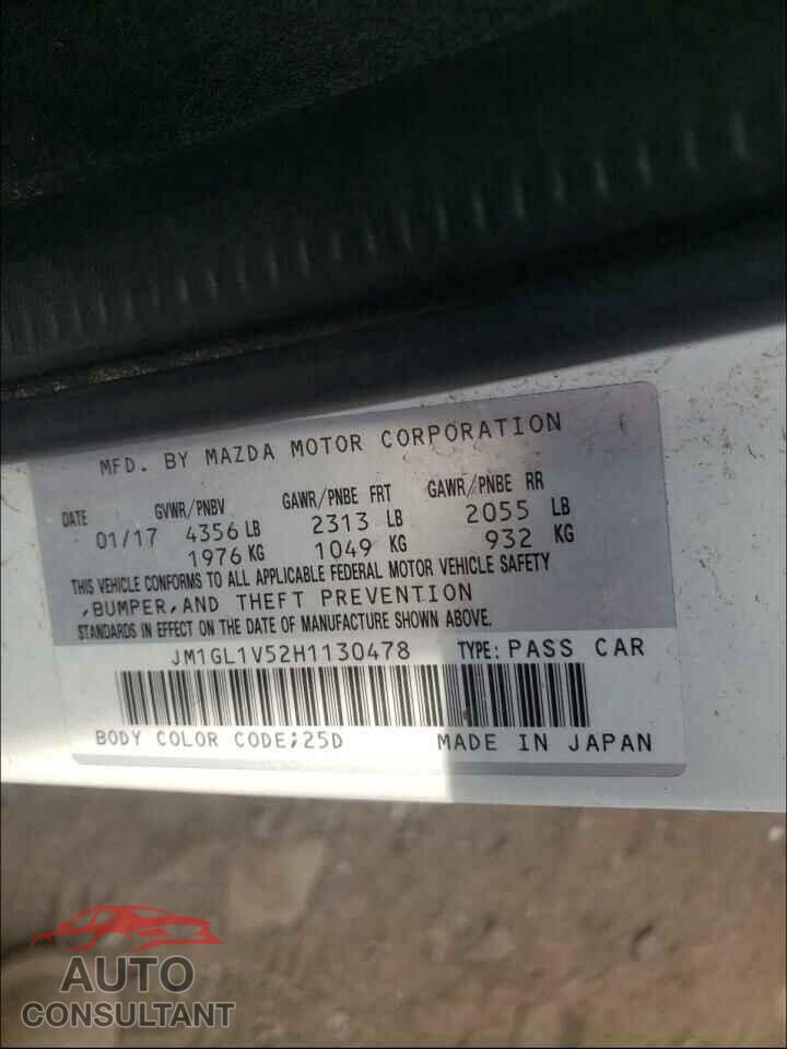 MAZDA 6 2017 - JM1GL1V52H1130478