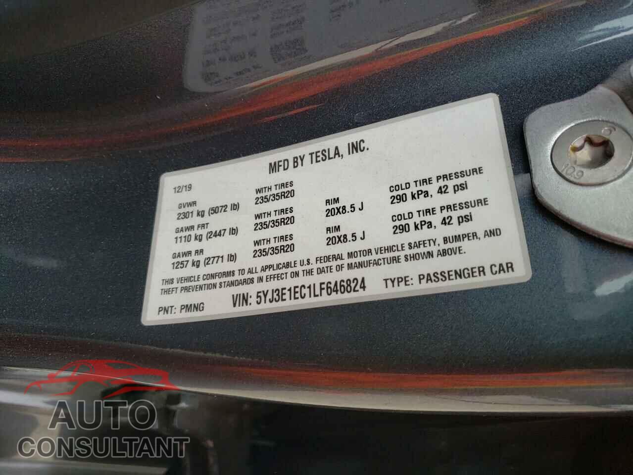 TESLA MODEL 3 2020 - 5YJ3E1EC1LF646824