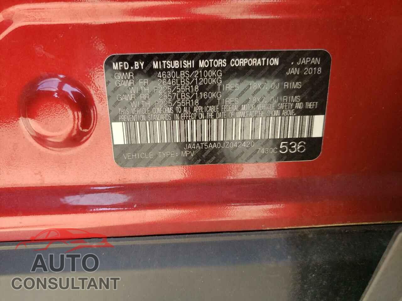 MITSUBISHI ECLIPSE 2018 - JA4AT5AA0JZ042420