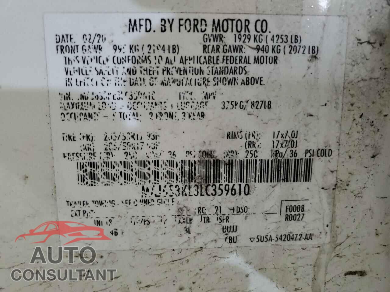 FORD ECOSPORT 2020 - MAJ6S3KL3LC359610