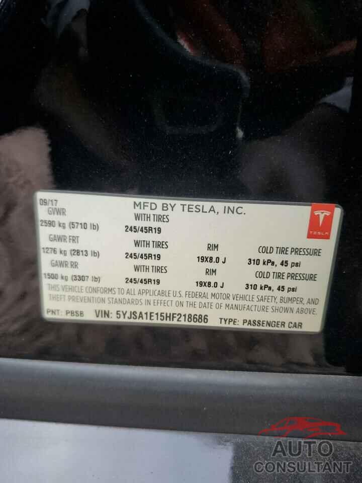 TESLA MODEL S 2017 - 5YJSA1E15HF218686