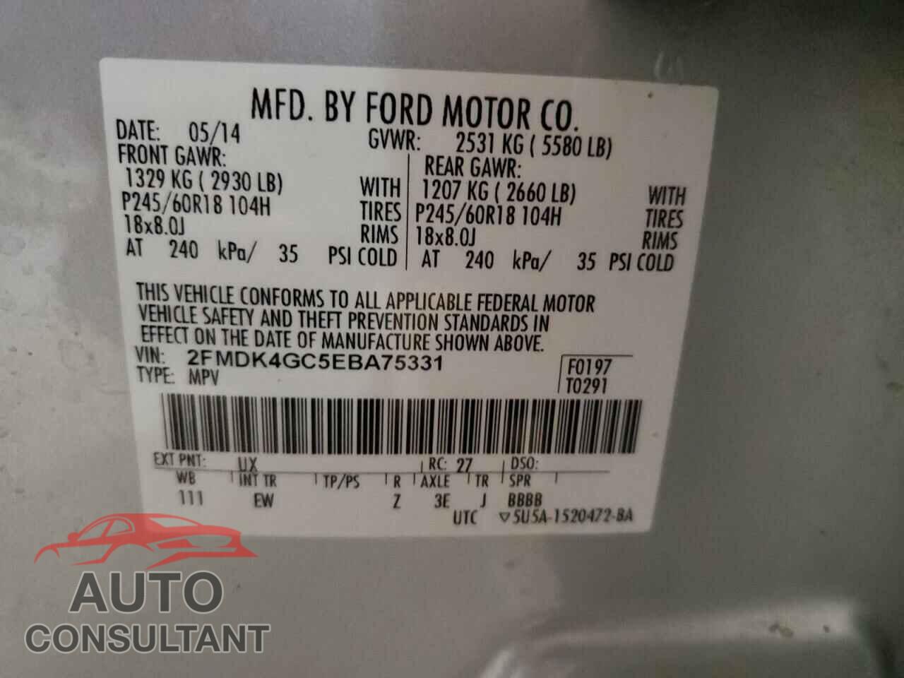 FORD EDGE 2014 - 2FMDK4GC5EBA75331