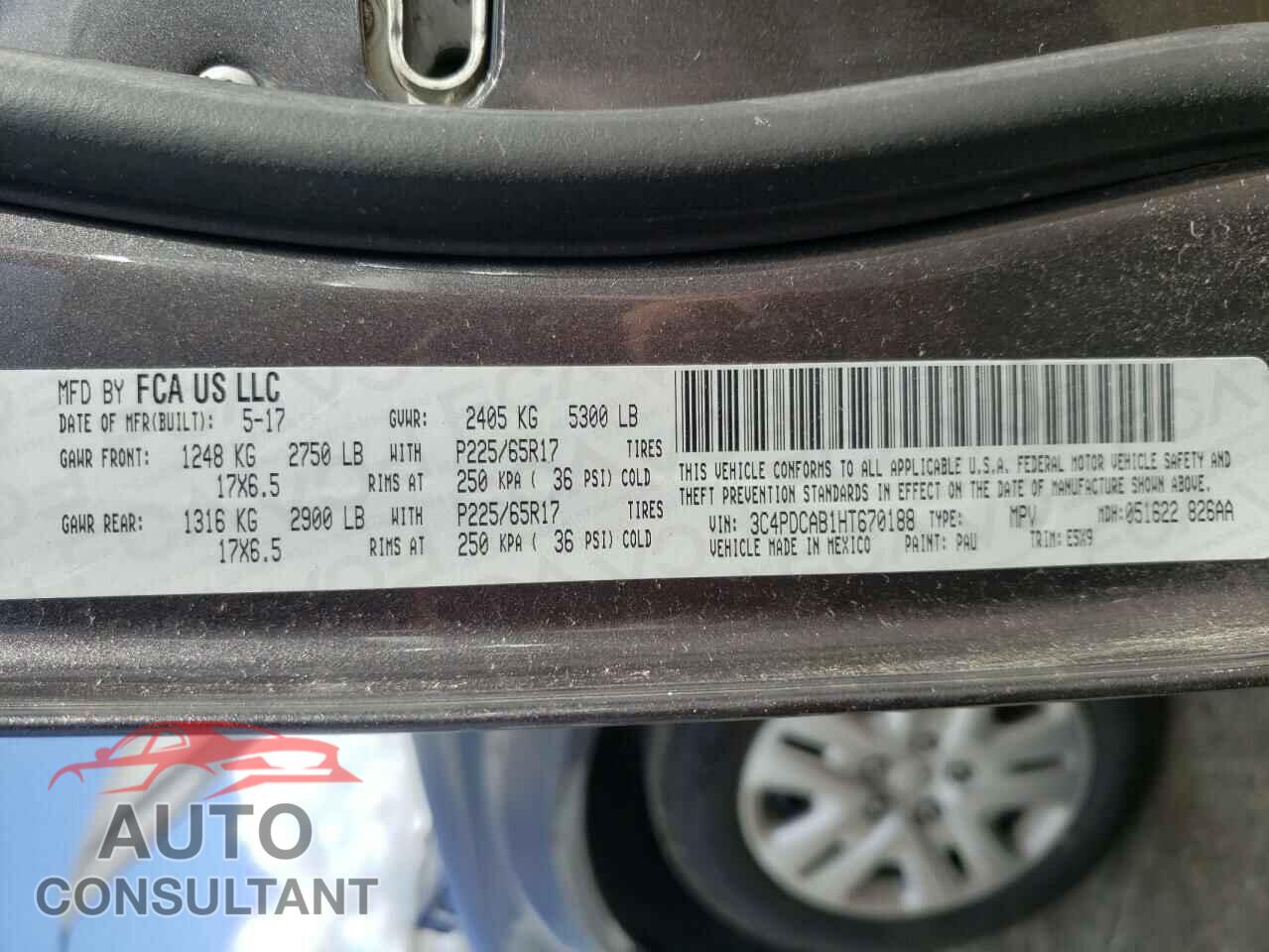 DODGE JOURNEY 2017 - 3C4PDCAB1HT670188