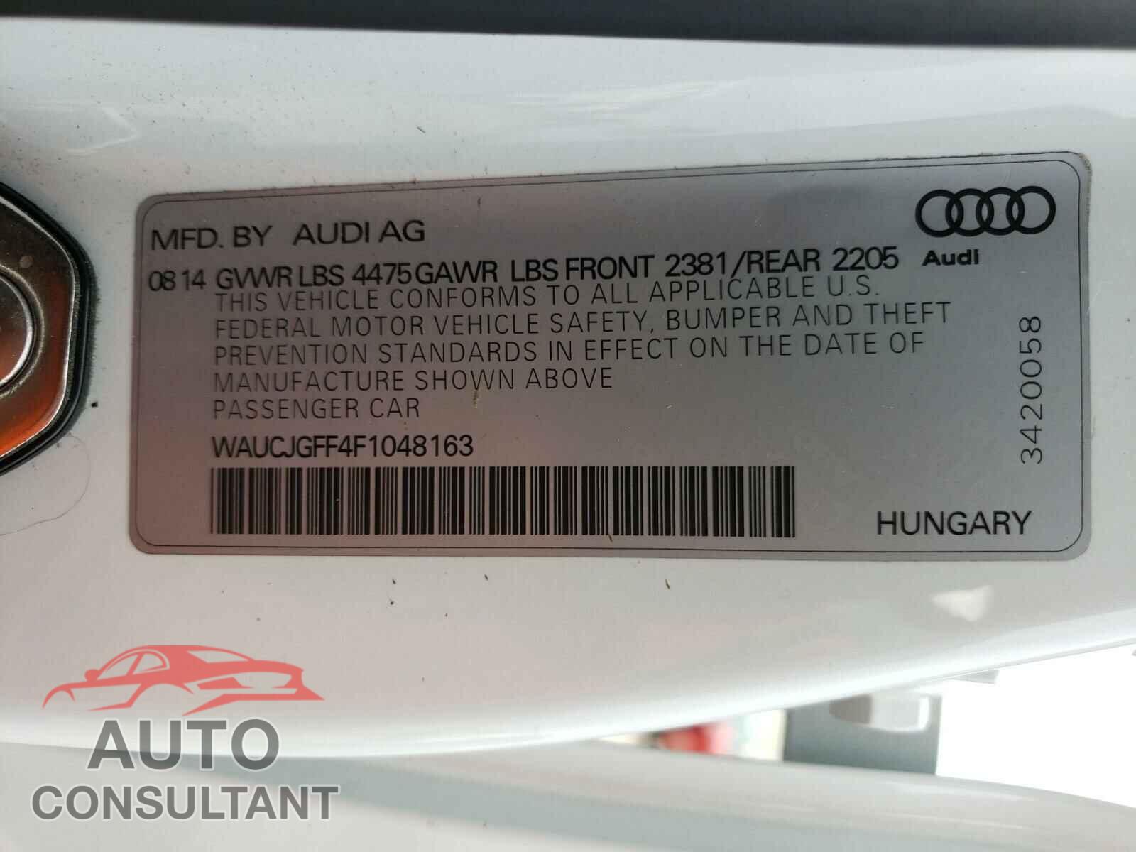 AUDI A3 2015 - WAUCJGFF4F1048163