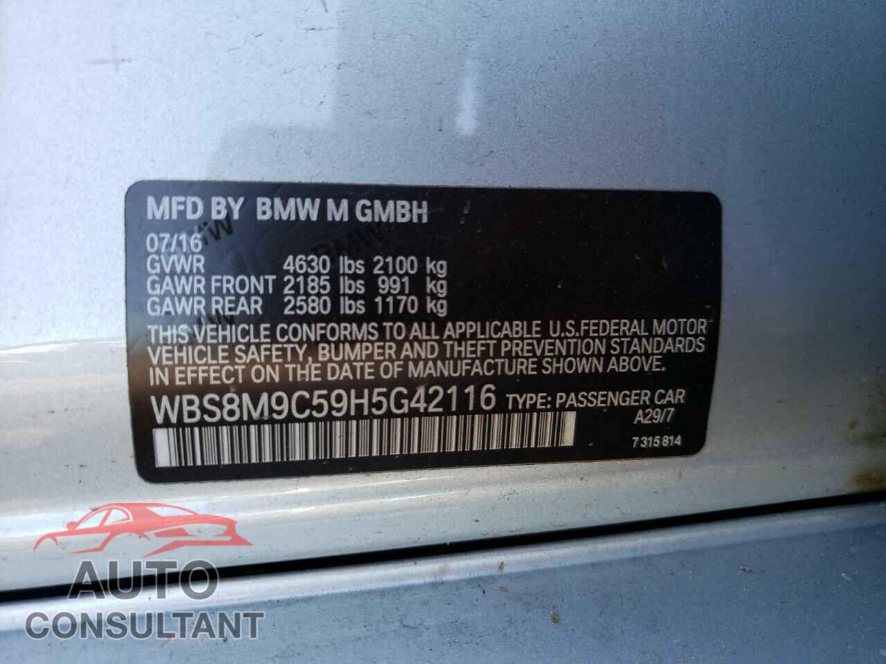 BMW M3 2017 - WBS8M9C59H5G42116
