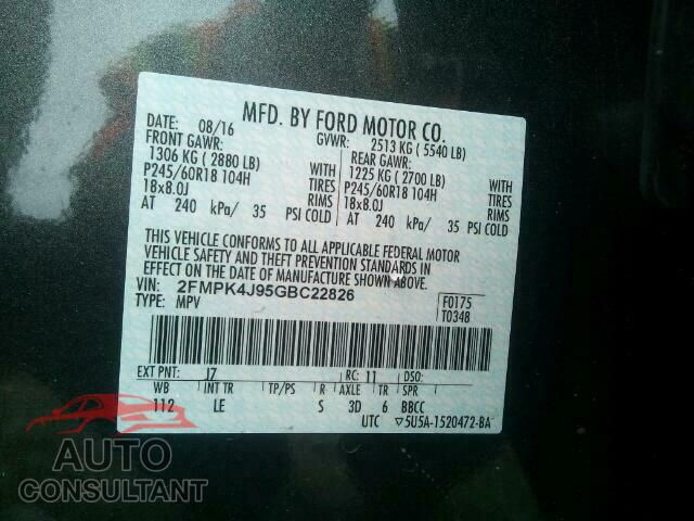 FORD EDGE SEL 2016 - 2FMPK4J95GBC22826
