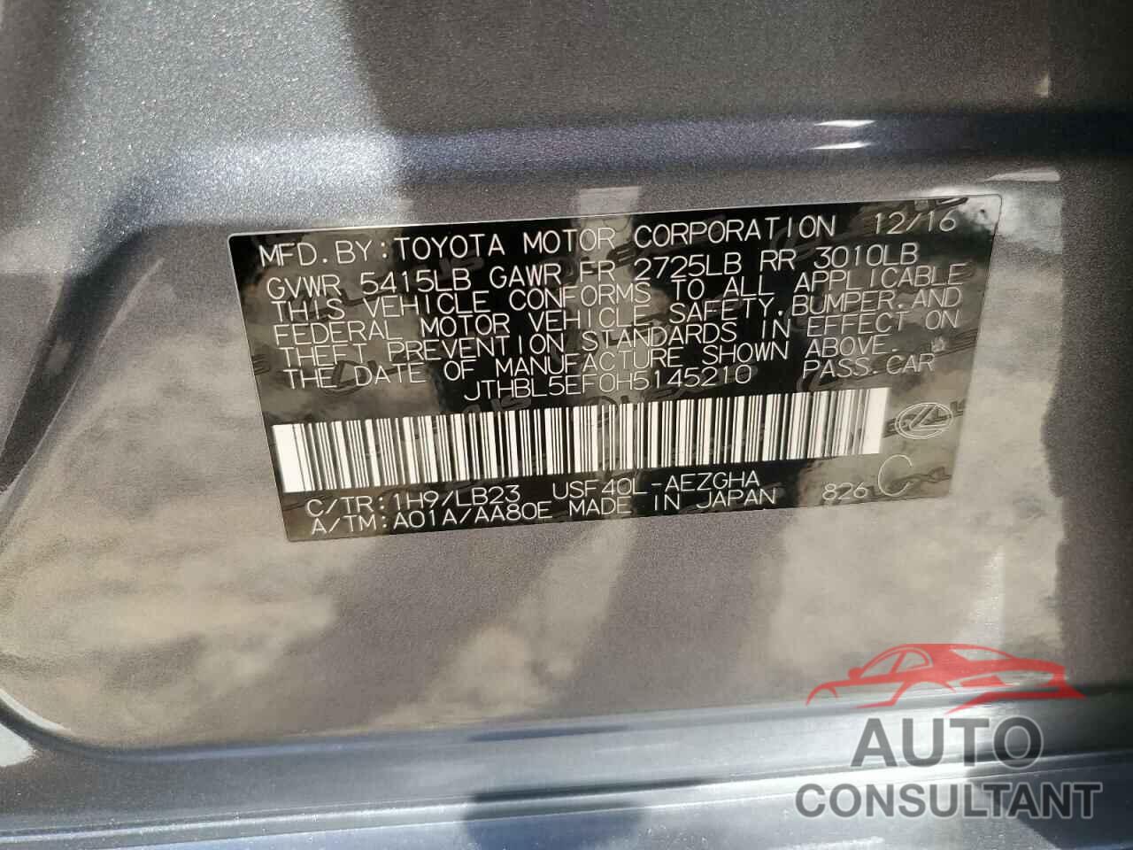 LEXUS LS460 2017 - JTHBL5EF0H5145210