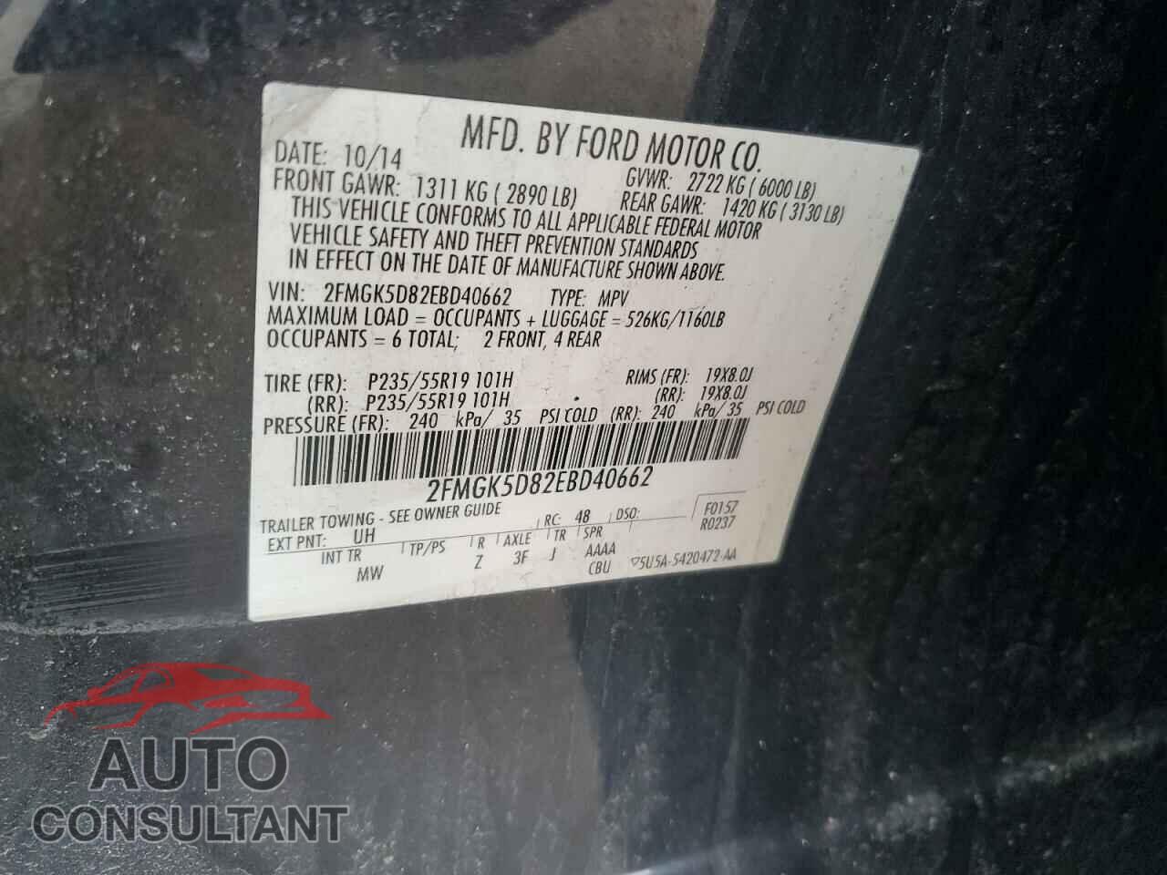 FORD FLEX 2014 - 2FMGK5D82EBD40662
