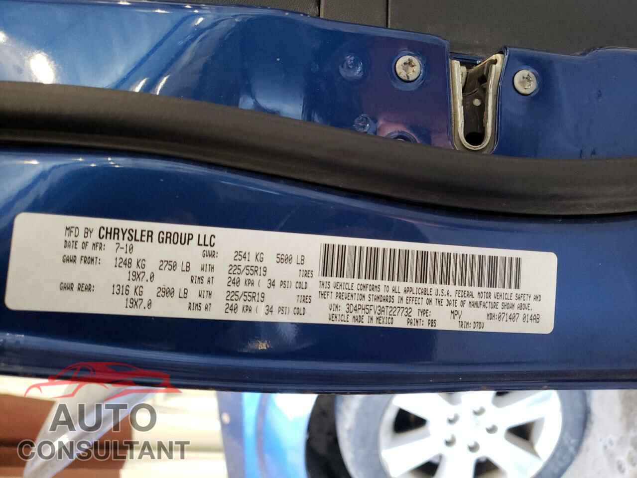 DODGE JOURNEY 2010 - 3D4PH5FV3AT227732