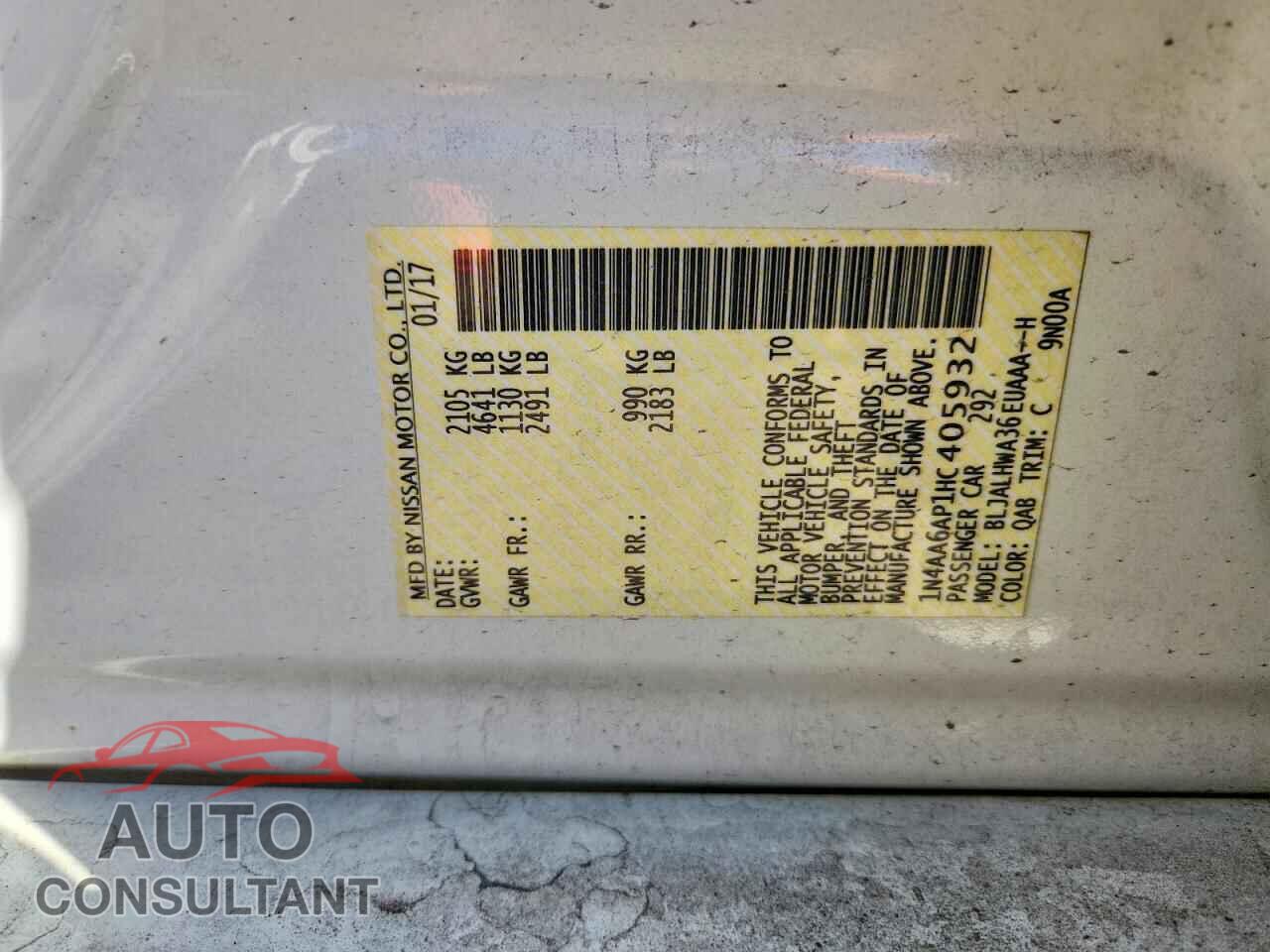 NISSAN MAXIMA 2017 - 1N4AA6AP1HC405932