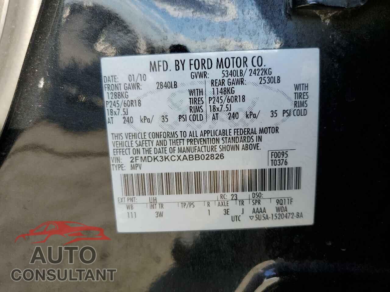 FORD EDGE 2010 - 2FMDK3KCXABB02826