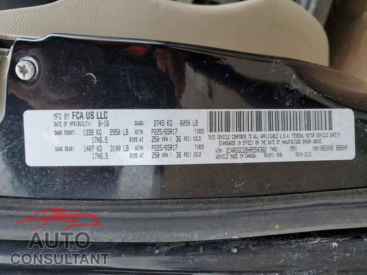 DODGE CARAVAN 2017 - 2C4RDGCG9HR554362