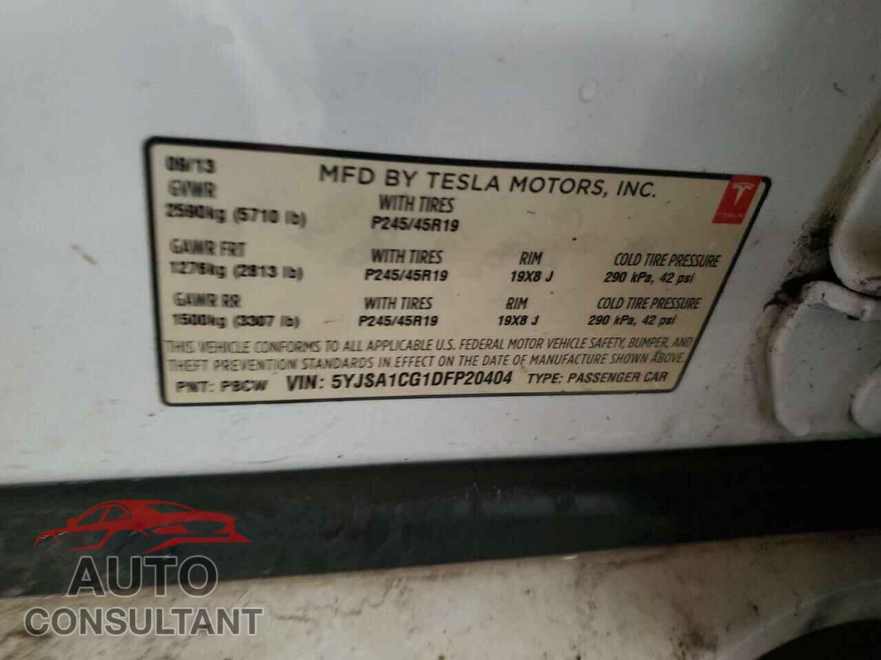 TESLA MODEL S 2013 - 5YJSA1CG1DFP20404