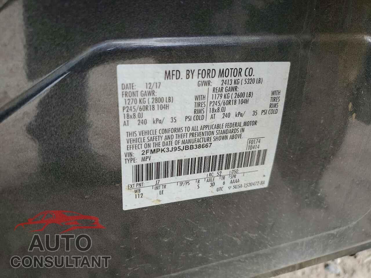FORD EDGE 2018 - 2FMPK3J95JBB38667