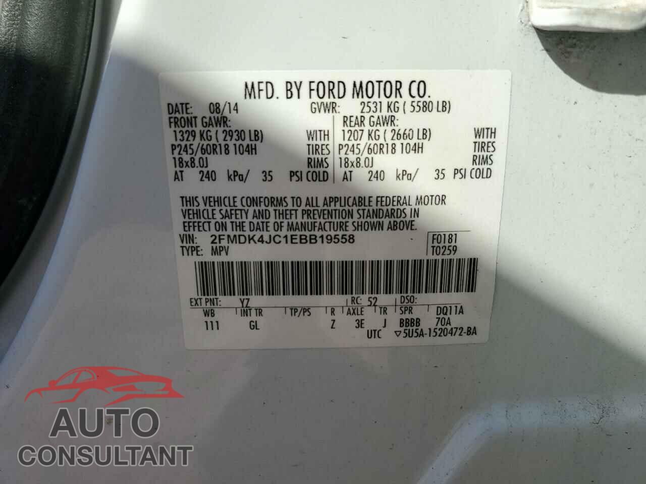 FORD EDGE 2014 - 2FMDK4JC1EBB19558