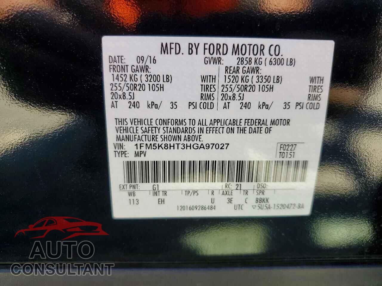 FORD EXPLORER 2017 - 1FM5K8HT3HGA97027