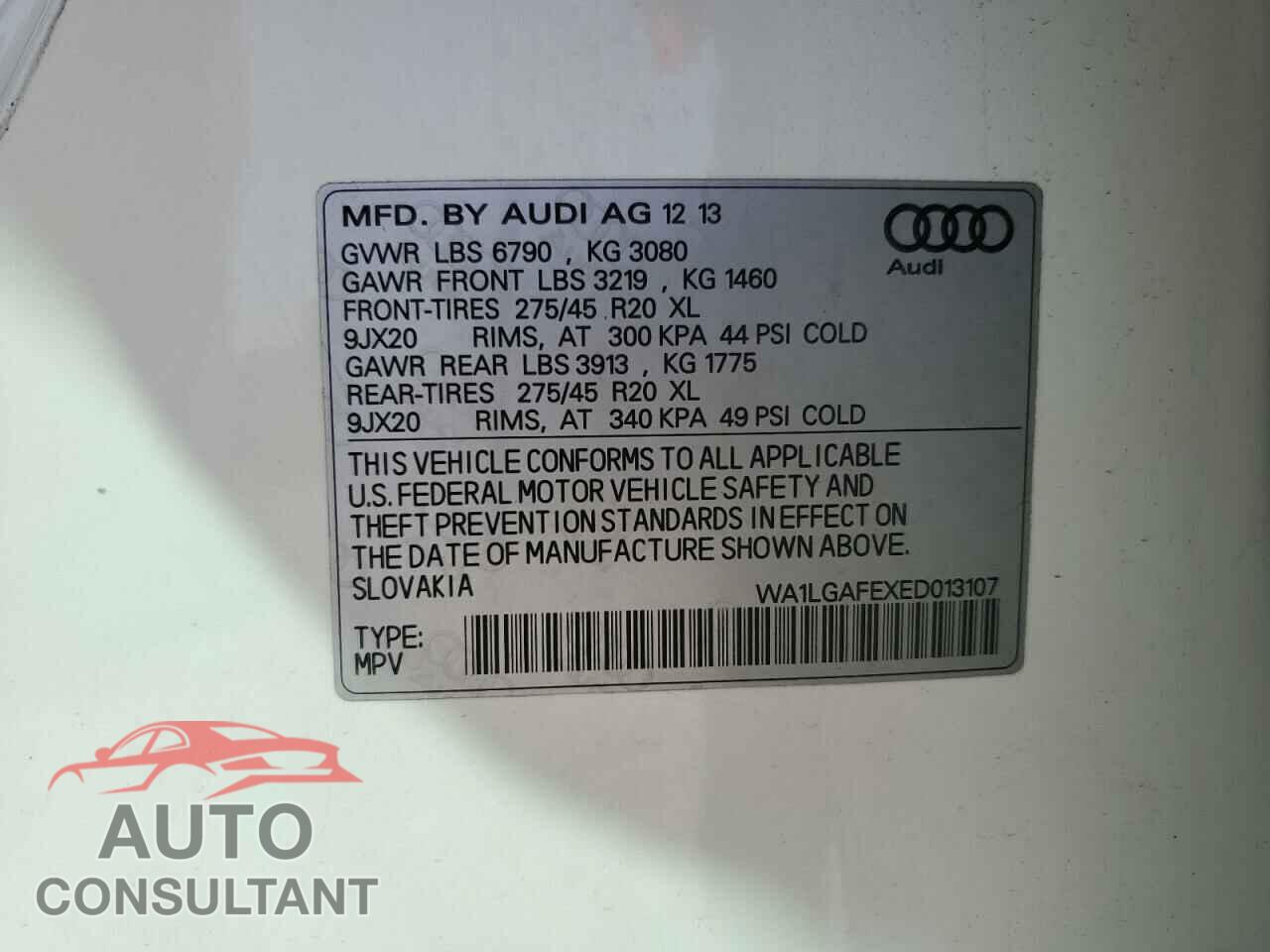AUDI Q7 2014 - WA1LGAFEXED013107