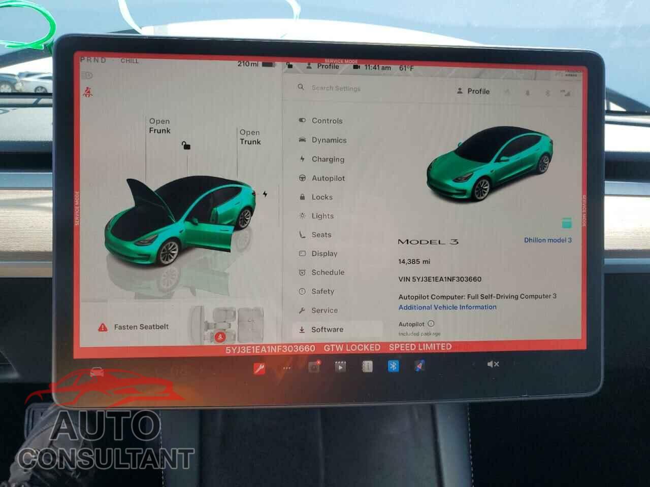 TESLA MODEL 3 2022 - 5YJ3E1EA1NF303660