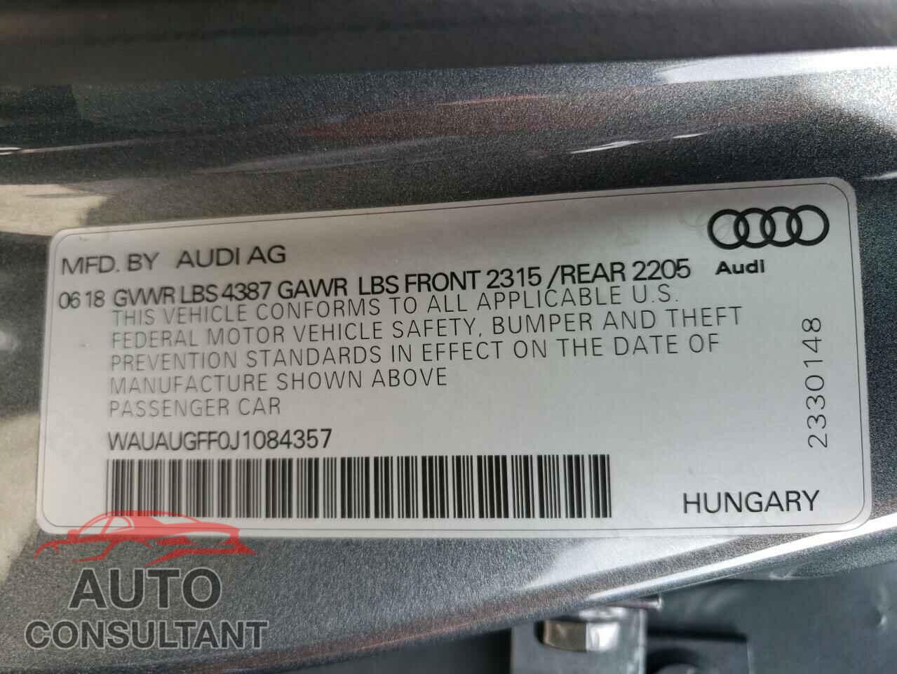 AUDI A3 2018 - WAUAUGFF0J1084357