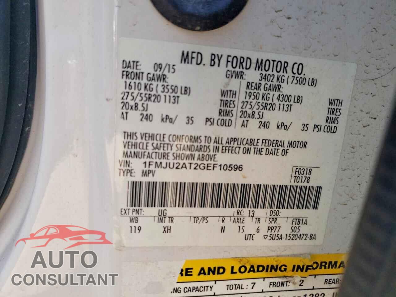 FORD EXPEDITION 2016 - 1FMJU2AT2GEF10596