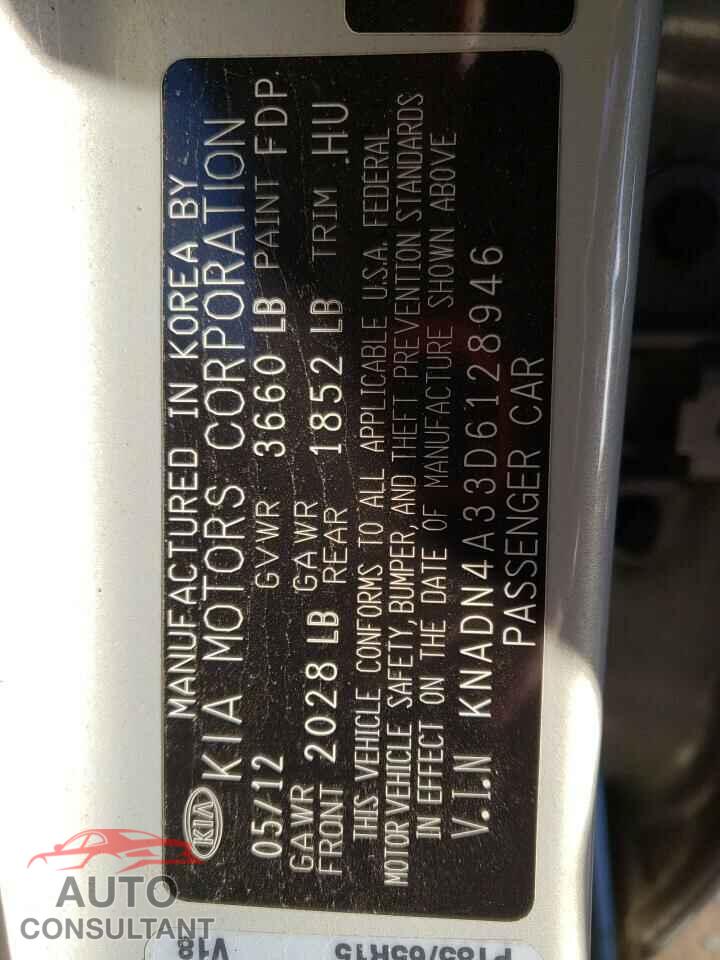 KIA RIO 2013 - KNADN4A33D6128946