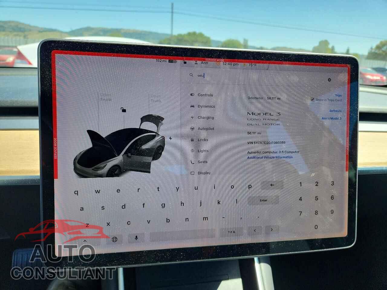 TESLA MODEL 3 2018 - 5YJ3E1EB0JF093359