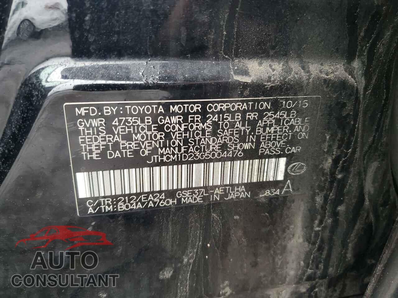 LEXUS IS 2016 - JTHCM1D23G5004476