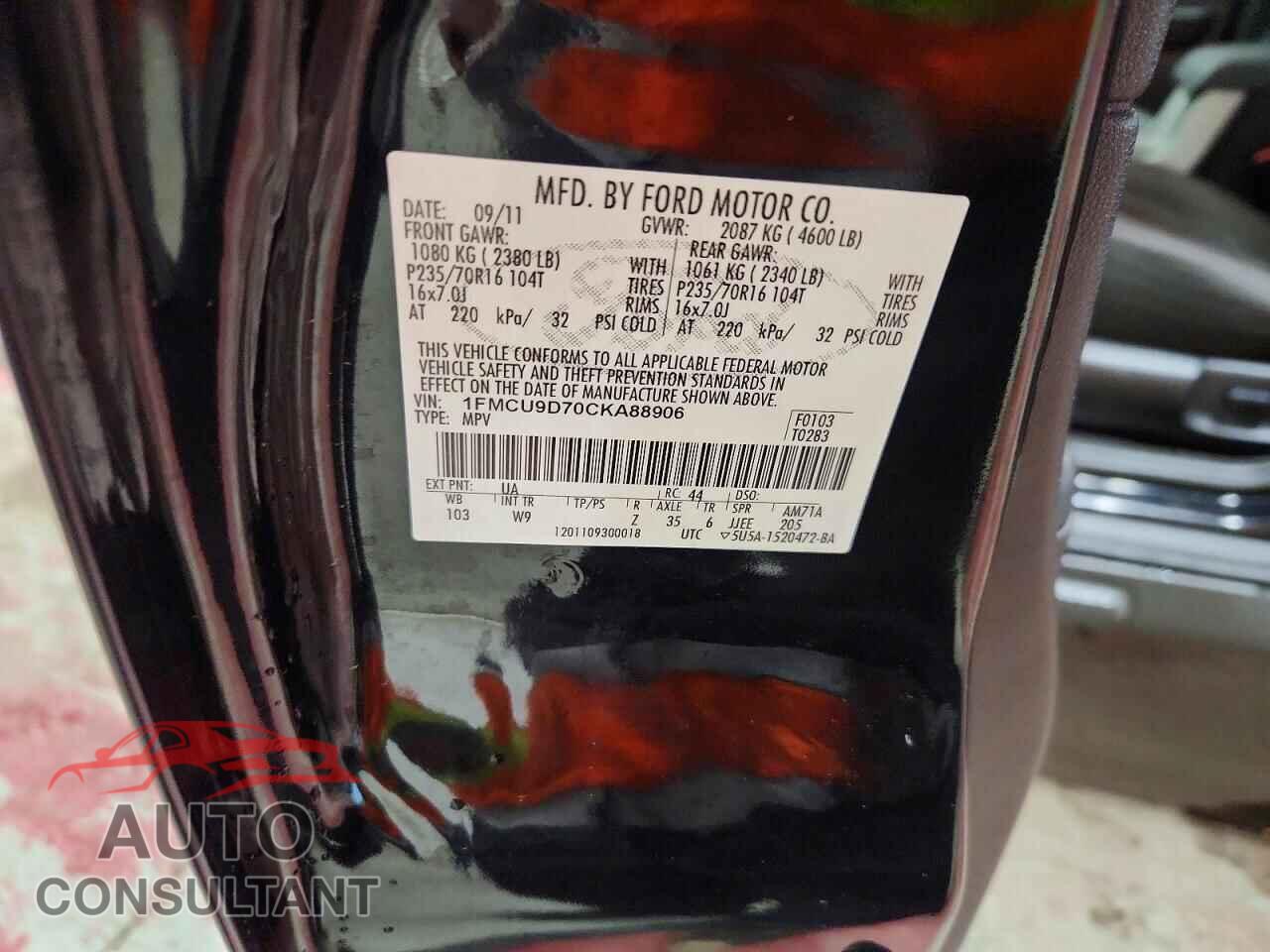FORD ESCAPE 2012 - 1FMCU9D70CKA88906