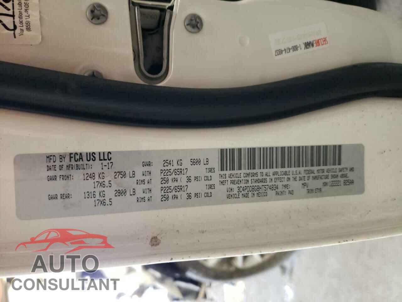 DODGE JOURNEY 2017 - 3C4PDDBG8HT574834