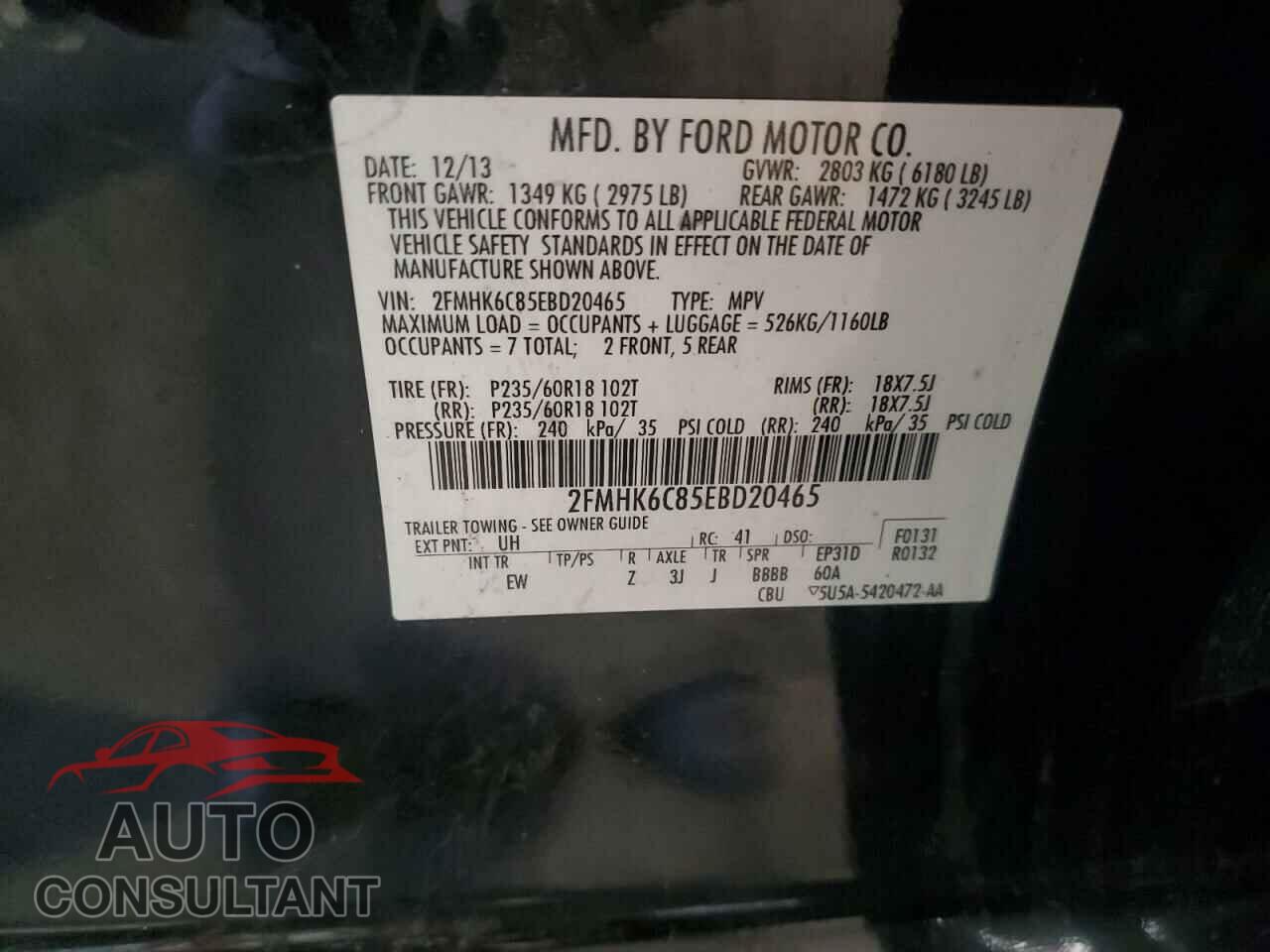 FORD FLEX 2014 - 2FMHK6C85EBD20465