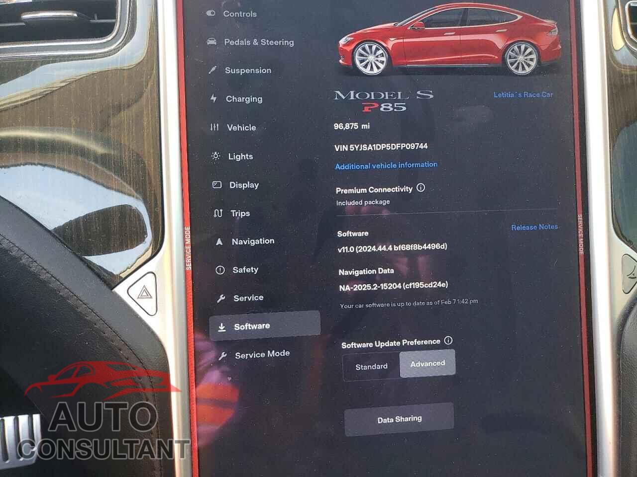 TESLA MODEL S 2013 - 5YJSA1DP5DFP09744