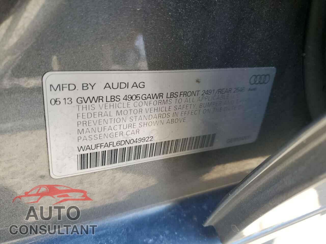 AUDI A4 2013 - WAUFFAFL6DN049922
