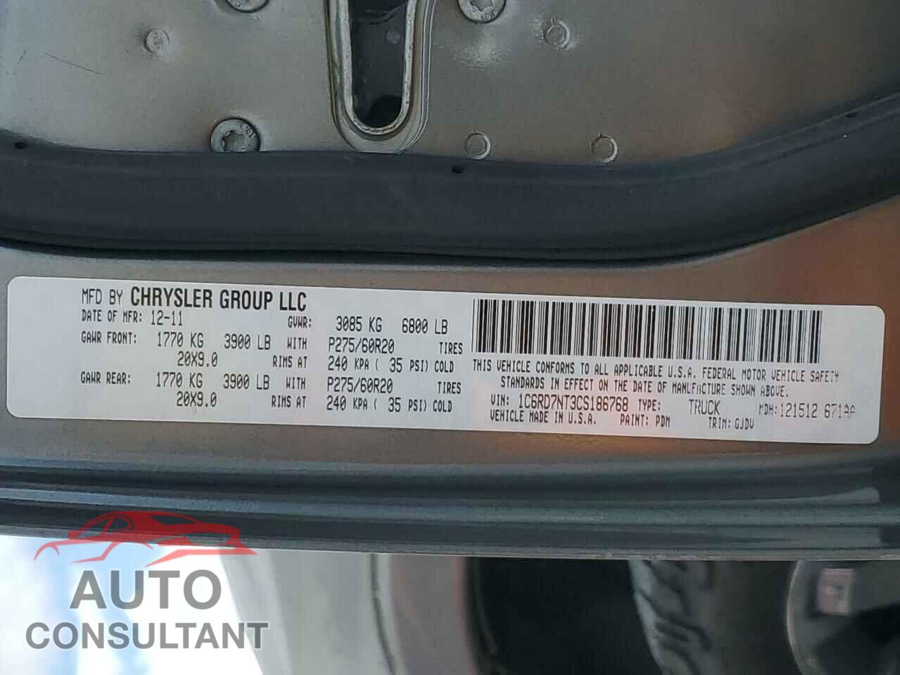 DODGE RAM 1500 2012 - 1C6RD7NT3CS186768