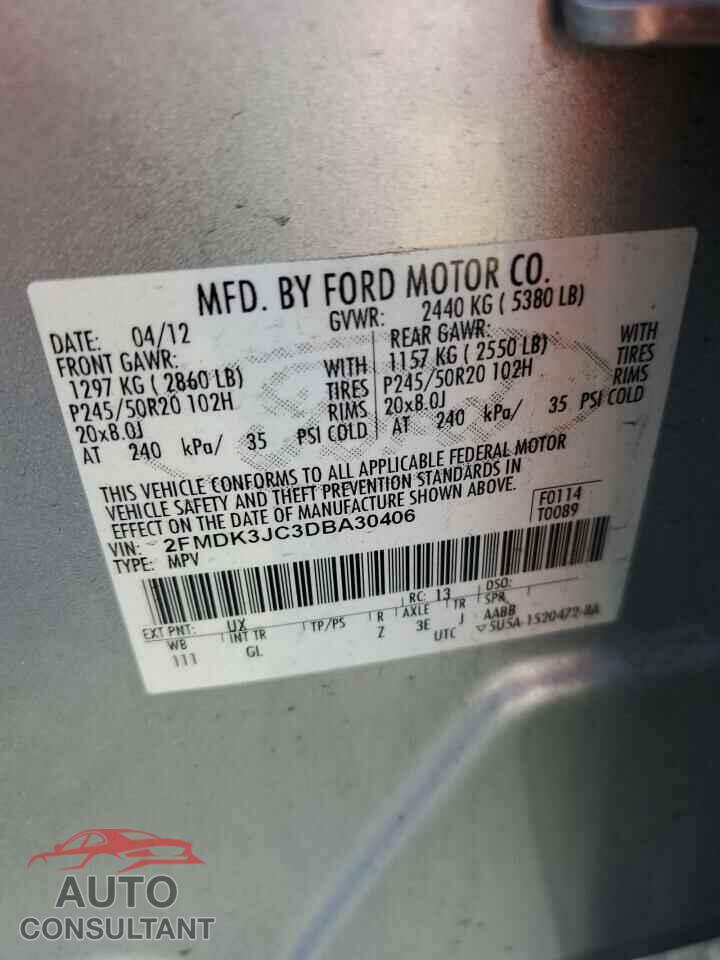 FORD EDGE 2013 - 2FMDK3JC3DBA30406