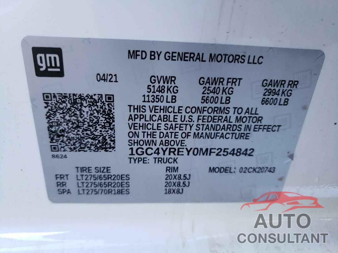 CHEVROLET ALL Models 2021 - 1GC4YREY0MF254842