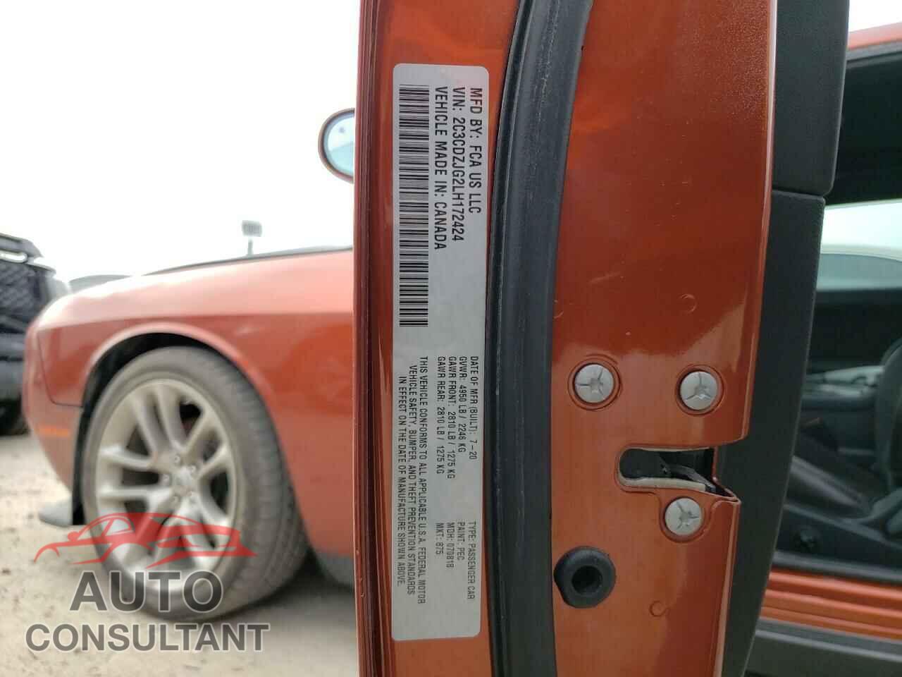 DODGE CHALLENGER 2020 - 2C3CDZJG2LH172424