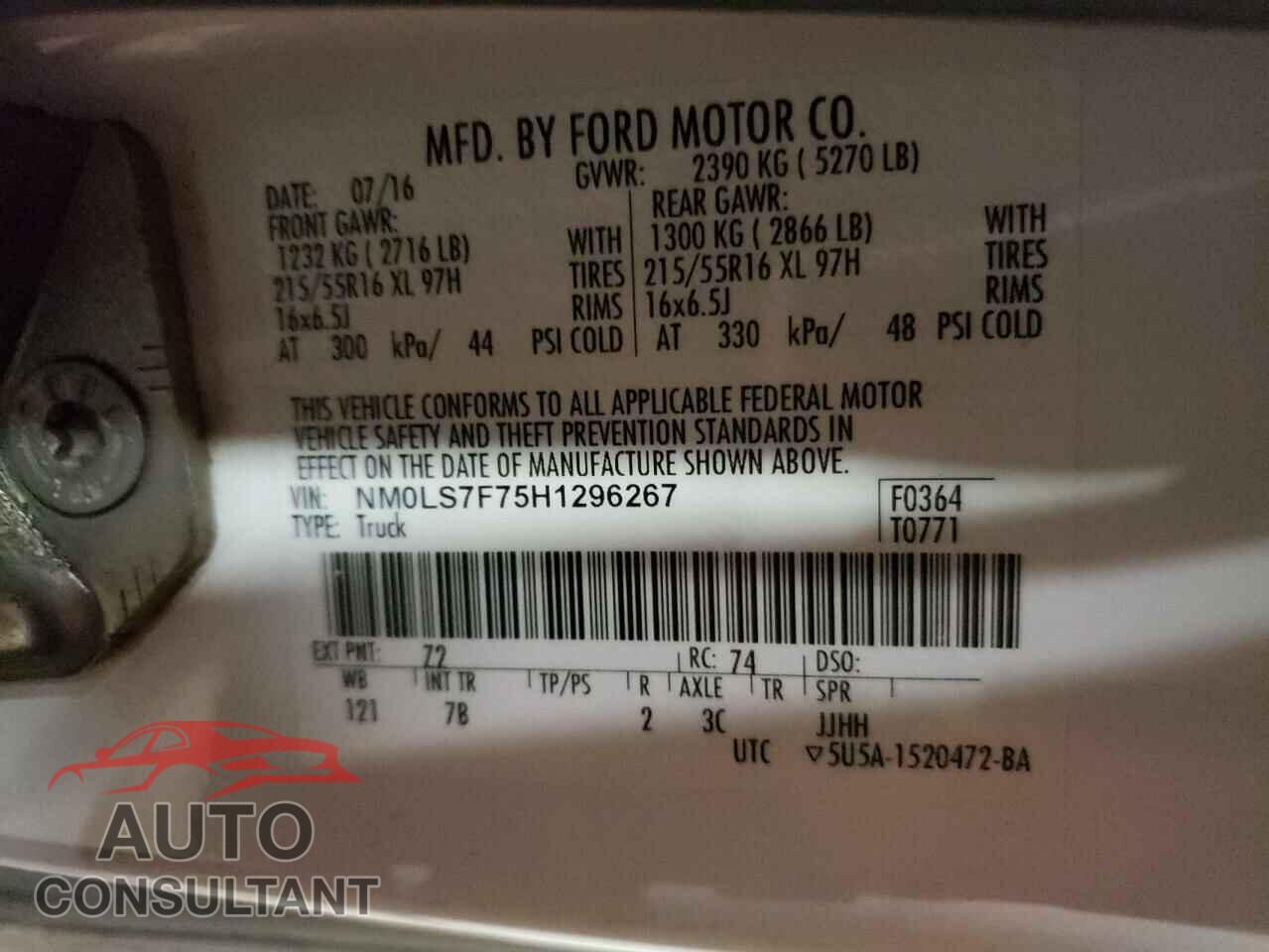 FORD TRANSIT 2017 - NM0LS7F75H1296267