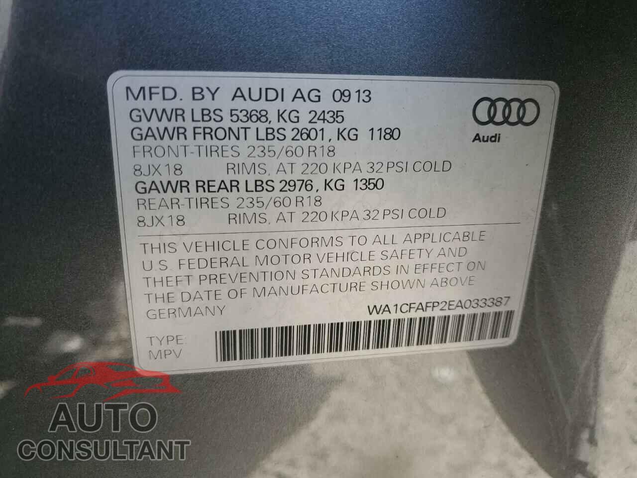 AUDI Q5 2014 - WA1CFAFP2EA033387