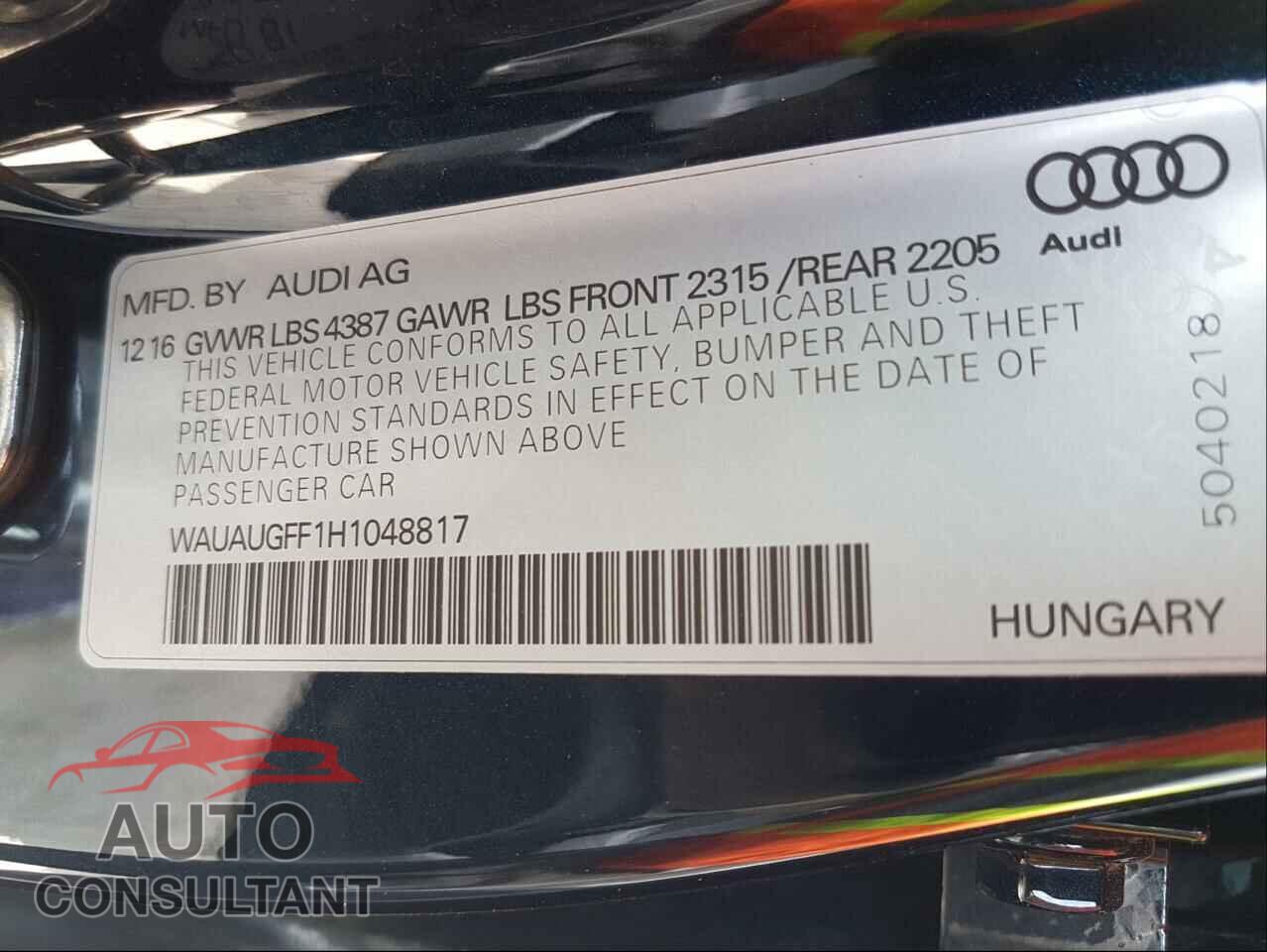 AUDI A3 2017 - WAUAUGFF1H1048817