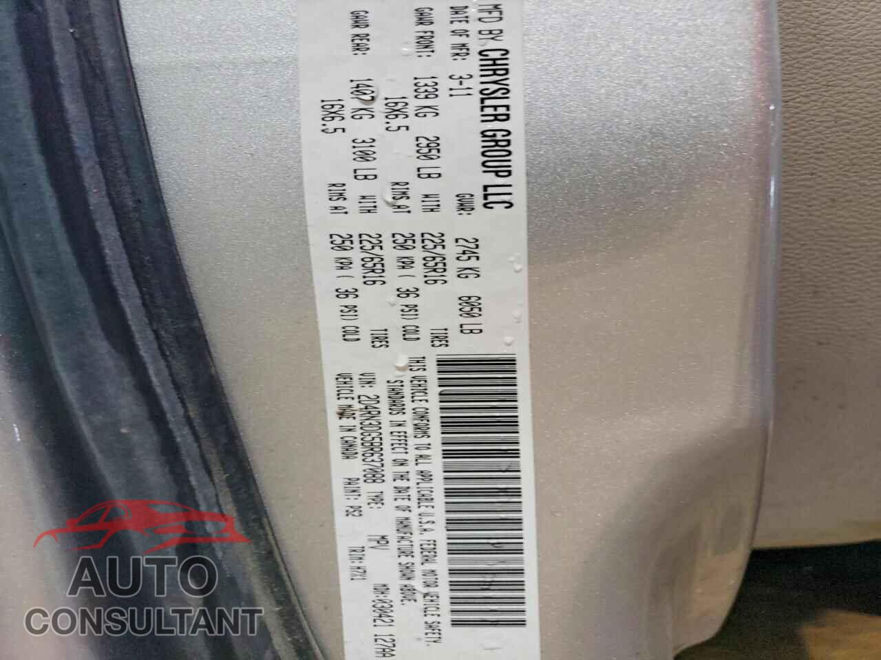 DODGE CARAVAN 2011 - 2D4RN3DG5BR637088