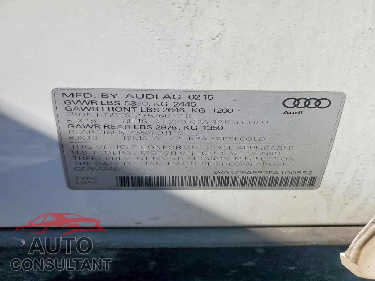 AUDI Q5 2015 - WA1CFAFP7FA100552