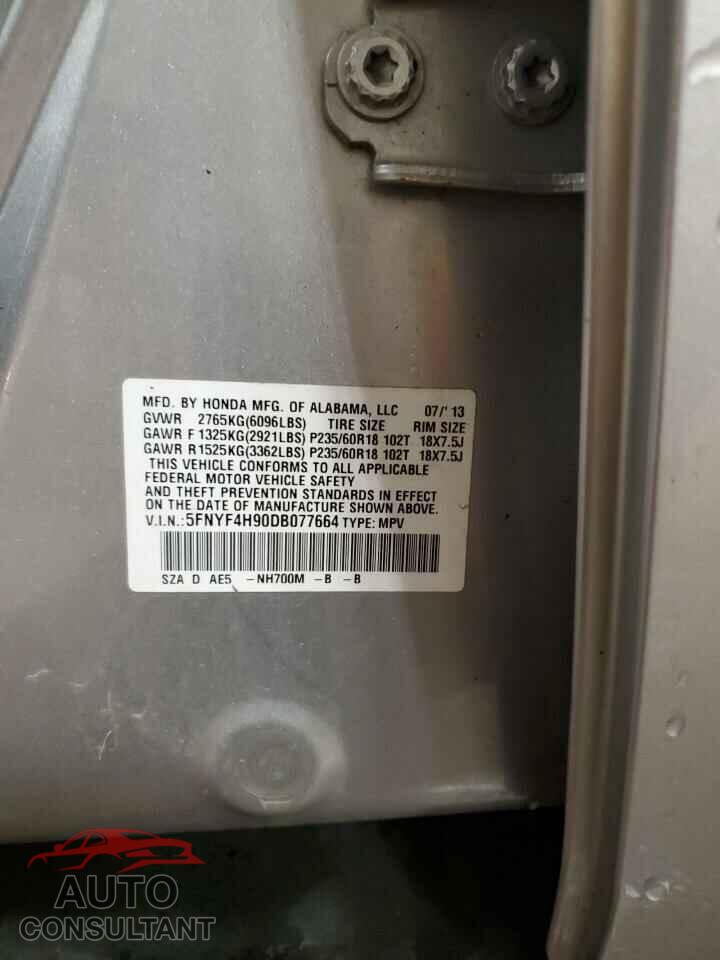 HONDA PILOT 2013 - 5FNYF4H90DB077664