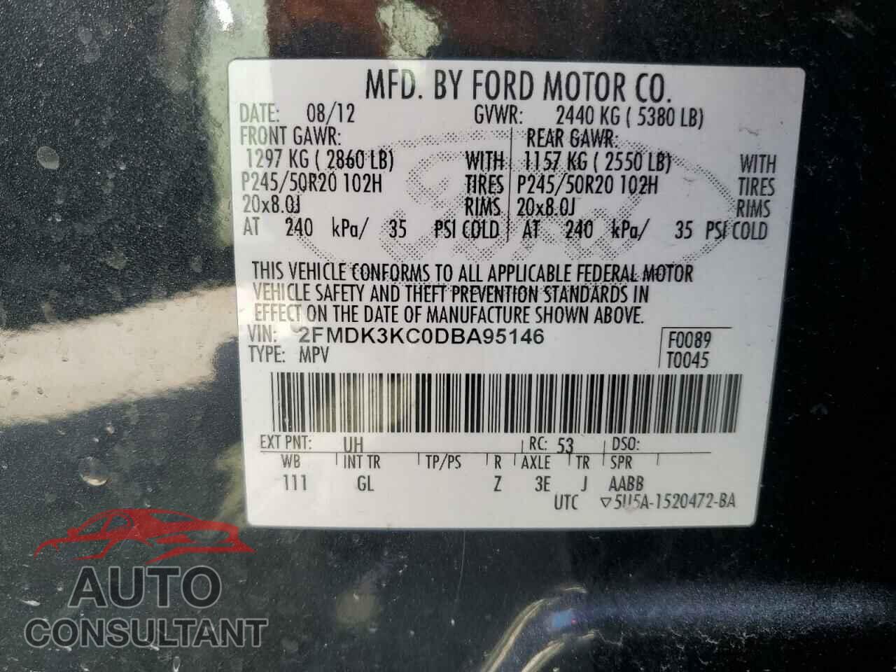 FORD EDGE 2013 - 2FMDK3KC0DBA95146