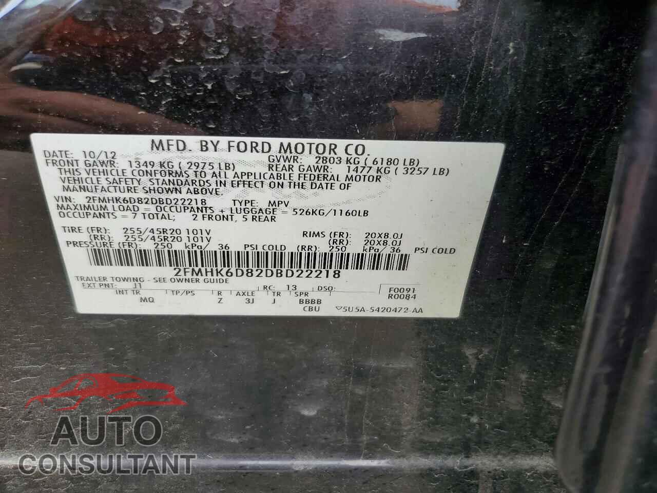 FORD FLEX 2013 - 2FMHK6D82DBD22218
