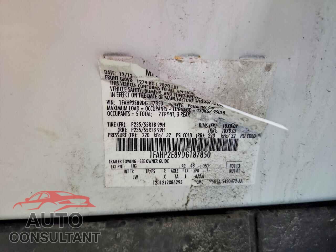 FORD TAURUS 2013 - 1FAHP2E89DG187850