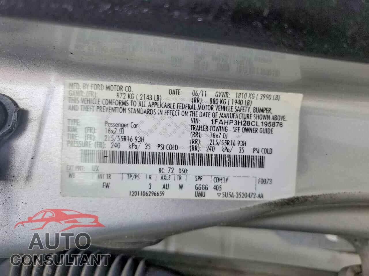 FORD FOCUS 2012 - 1FAHP3H28CL195876