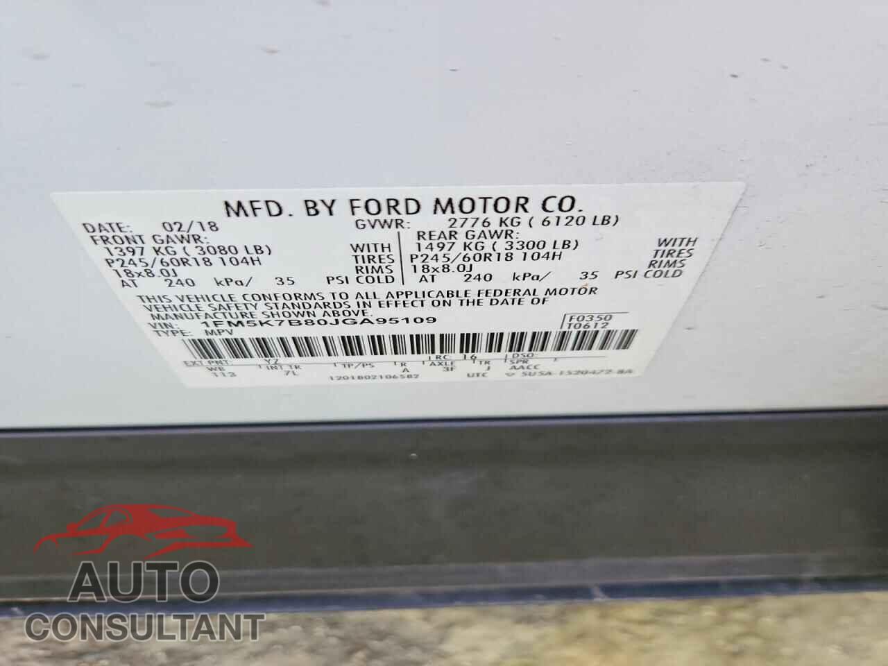 FORD EXPLORER 2018 - 1FM5K7B80JGA95109