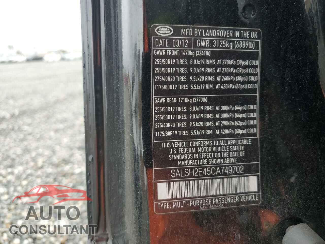 LAND ROVER RANGEROVER 2012 - SALSH2E45CA749702