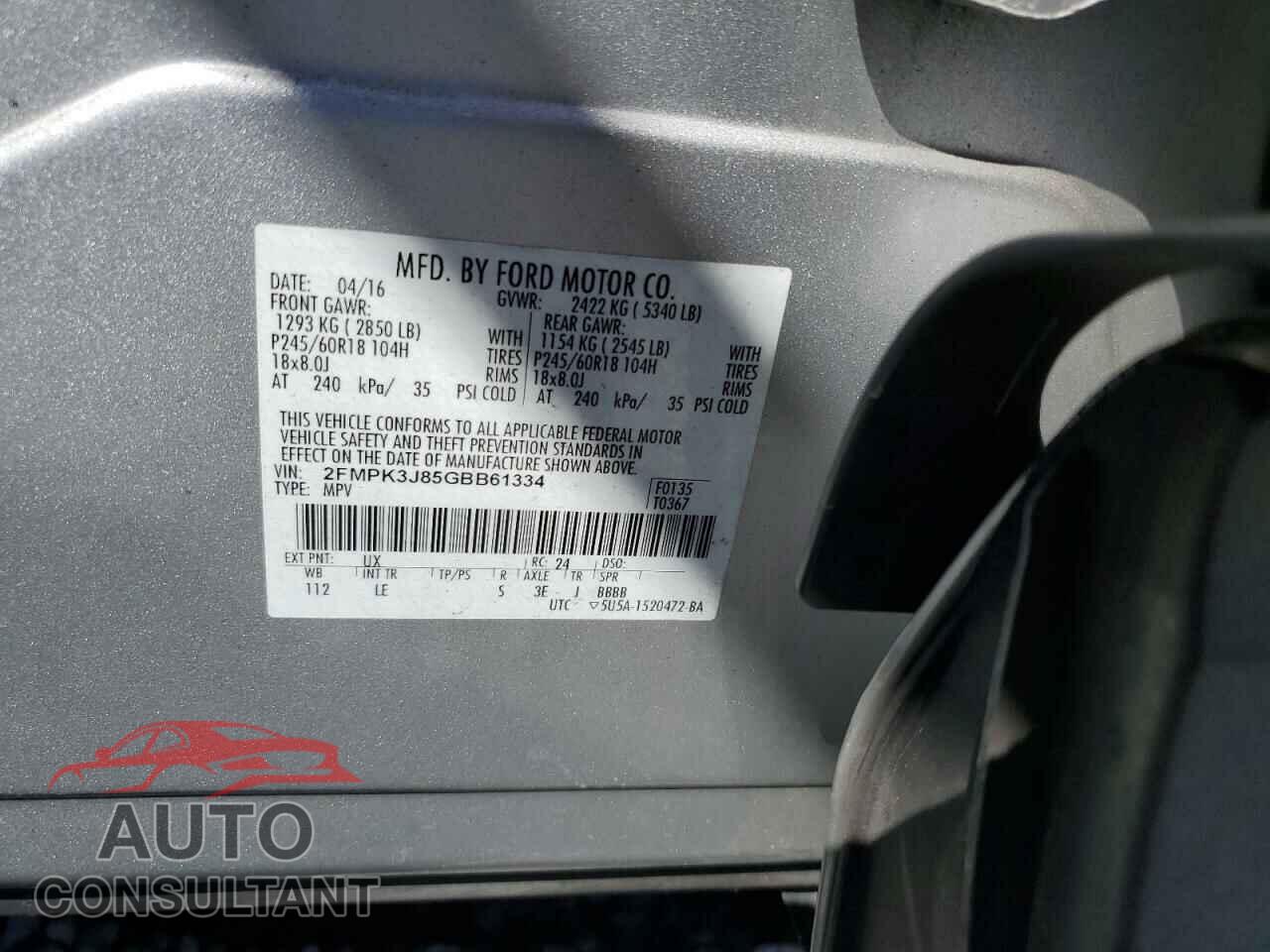 FORD EDGE 2016 - 2FMPK3J85GBB61334