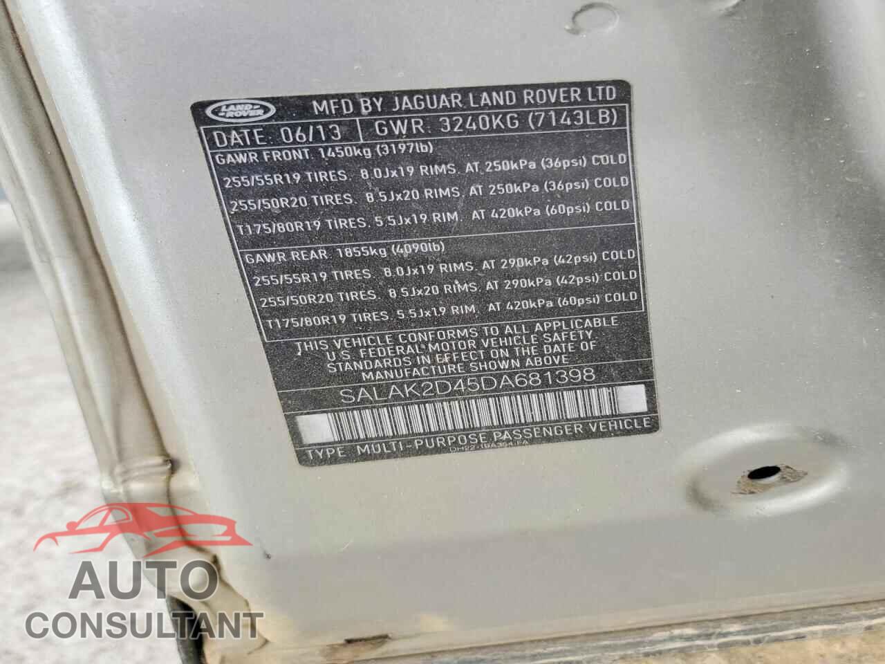 LAND ROVER LR4 2013 - SALAK2D45DA681398